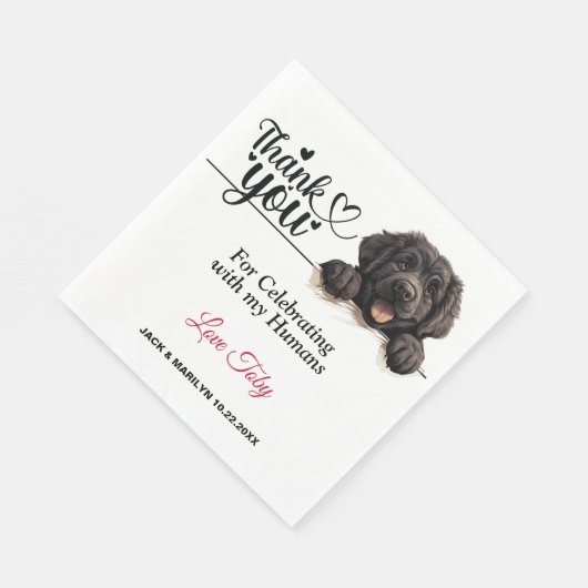 ニューファンドランドの結婚式のお礼 スタンダードランチョンナプキン (角)