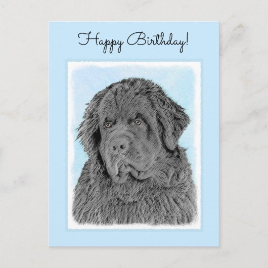 ニューファンドランドの絵 - かわいいオリジナルの犬のアート ポストカード (正面)