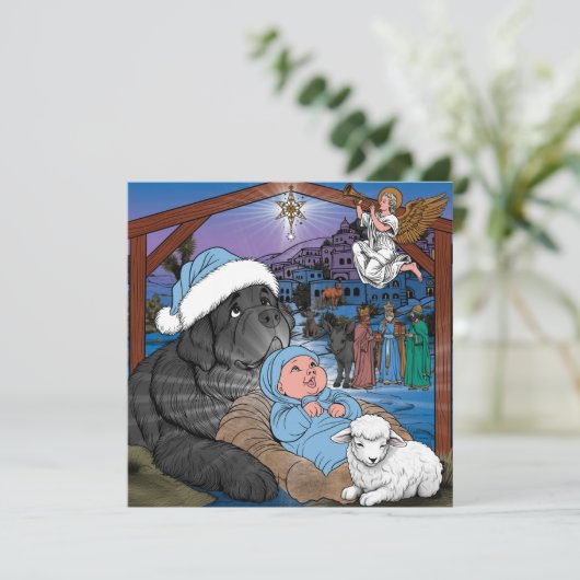 ニューファンドランドの赤ちゃんイエス シーズンカード (スタンド正面)