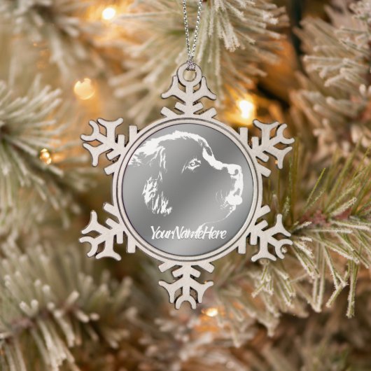 ニューファンドランドオーナメントニューファンドランドアップ装飾 スノーフレークピューターオーナメント (ツリー)