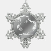 ニューファンドランドオーナメントニューファンドランドアップ装飾 スノーフレークピューターオーナメント (正面)