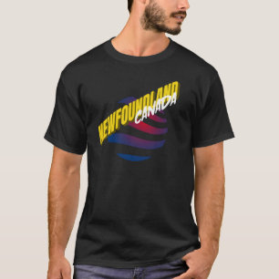 ニューファンドランドカナダ旗色丸波グラフィック Tシャツ