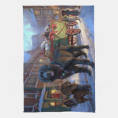 ニューファンドランドクリスマスフェスティバルシーズン キッチンタオル (縦)