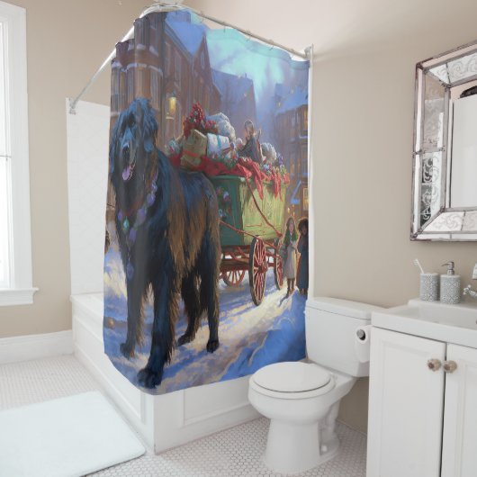 ニューファンドランドクリスマスフェスティバルシーズン シャワーカーテン (インサイチュ)