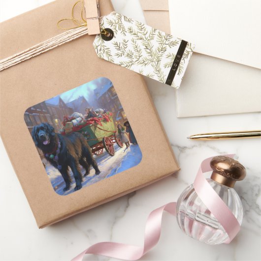 ニューファンドランドクリスマスフェスティバルシーズン スクエアシール (ギフト)