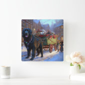 ニューファンドランドクリスマスフェスティバルシーズン スクエア壁時計 (ホーム)