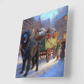 ニューファンドランドクリスマスフェスティバルシーズン スクエア壁時計 (傾斜)