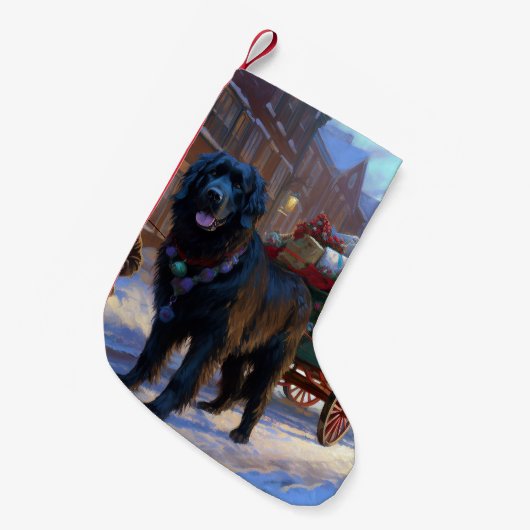 ニューファンドランドクリスマスフェスティバルシーズン スモールクリスマスストッキング (正面 (吊り時))