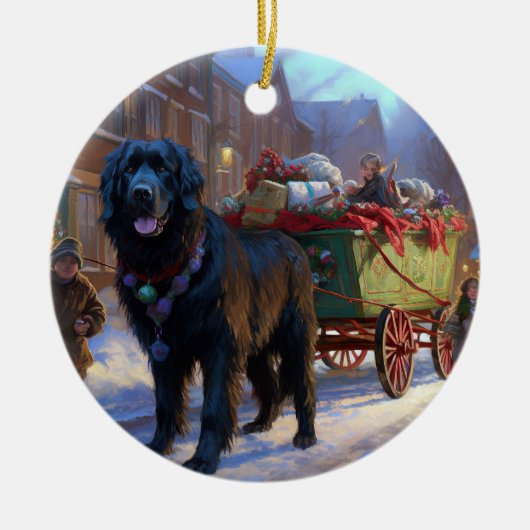 ニューファンドランドクリスマスフェスティバルシーズン セラミックオーナメント (正面)