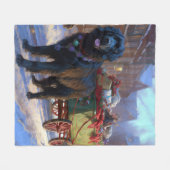 ニューファンドランドクリスマスフェスティバルシーズン フリースブランケット (正面(横))