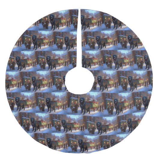 ニューファンドランドクリスマスフェスティバルシーズン ブラッシュドポリエステルツリースカート (正面)