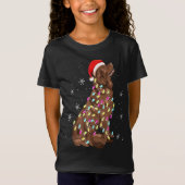 ニューファンドランドクリスマスライトギフトおもしろい犬愛好家 Tシャツ (正面)