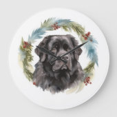 ニューファンドランドクリスマスリースフェスティバルカップ ラージ壁時計 (正面)