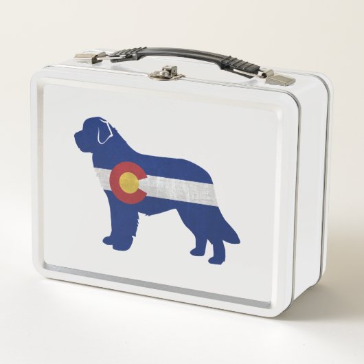 ニューファンドランドコロラド州旗シルエット メタルランチボックス (正面)