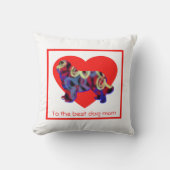 ニューファンドランドシルエット犬赤いハート母の日 クッション (正面)