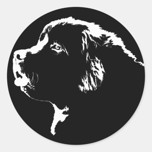 ニューファンドランドステッカー ニューファンドランド犬ステッカー ラウンドシール (正面)