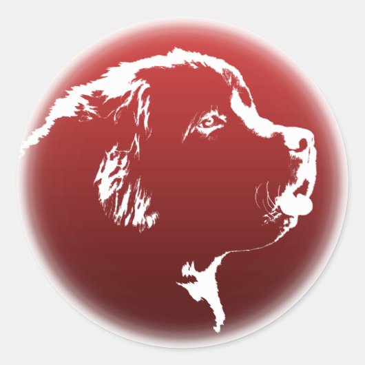 ニューファンドランドステッカー ニューファンドランド犬ステッカー ラウンドシール (正面)