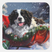 ニューファンドランドドッグクリスマスフェスティバル スクエアシール (正面)