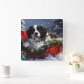 ニューファンドランドドッグクリスマスフェスティバル スクエア壁時計 (ホーム)