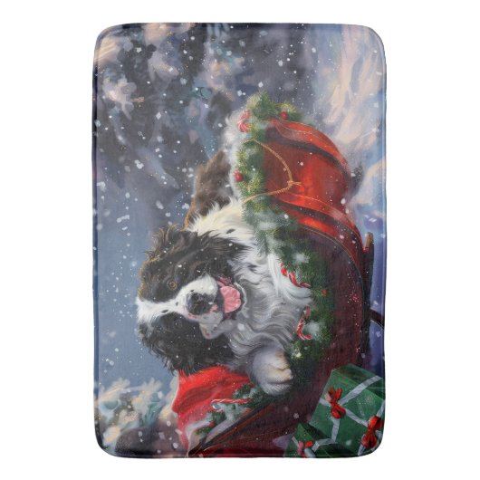 ニューファンドランドドッグクリスマスフェスティバル バスマット (正面縦)