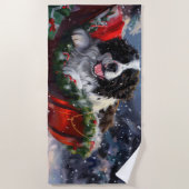 ニューファンドランドドッグクリスマスフェスティバル ビーチタオル (正面)