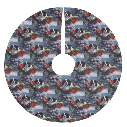 ニューファンドランドドッグクリスマスフェスティバル ブラッシュドポリエステルツリースカート (正面)