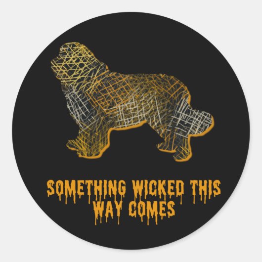 ニューファンドランドドッグシルエットおもしろいハロウィン ラウンドシール (正面)