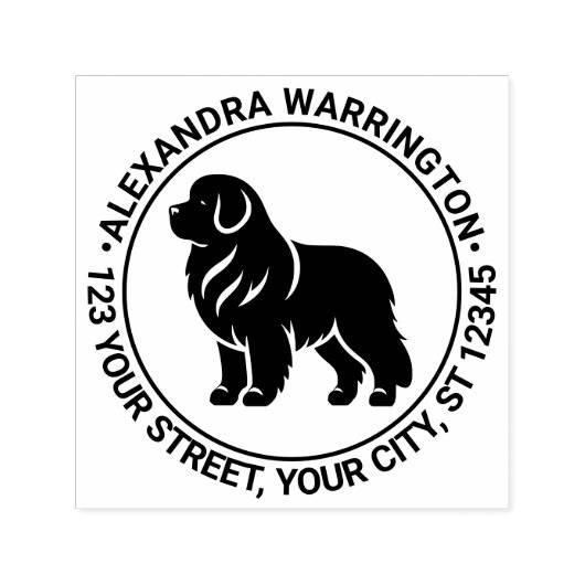 ニューファンドランドドッグスタンディングシルネーム差出人住所 セルフインキングスタンプ (デザイン)