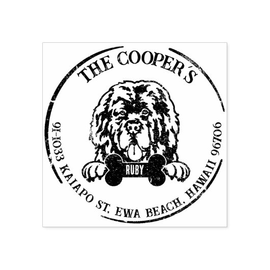 ニューファンドランドドッグファミリー差出人住所 ラバースタンプ (インプリント)