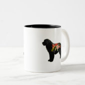 ニューファンドランドドッグブレッドBohoフローラシルエット ツートーンマグカップ (正面右)