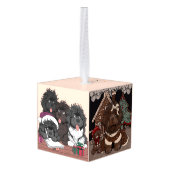 ニューファンドランドドッグホリデイおもしろい キューブオーナメント (裏面アングル)