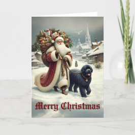 ニューファンドランドドッグ&オールドスタイルサンタ シーズンカード