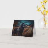 ニューファンドランドハロウィーン怖 カード (黄色い花)