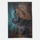 ニューファンドランドハロウィーン怖 キッチンタオル (縦)