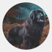 ニューファンドランドハロウィーン怖 ラウンドシール (正面)