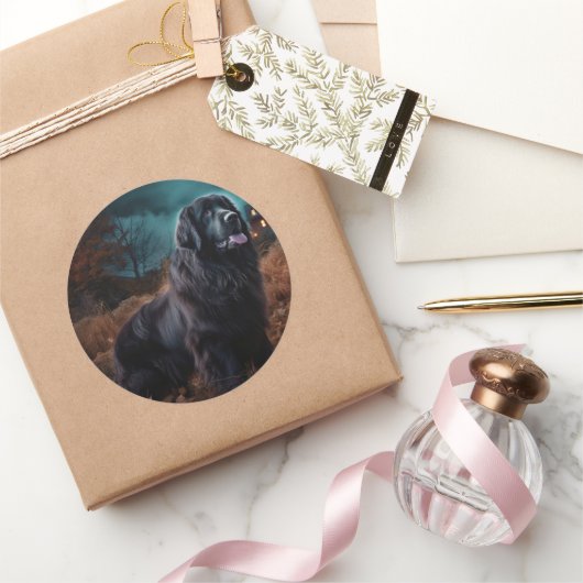 ニューファンドランドハロウィーン怖 ラウンドシール (ギフト)