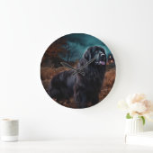 ニューファンドランドハロウィーン怖 ラージ壁時計 (ホーム)