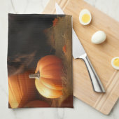 ニューファンドランドパピー秋の喜びカボチャ キッチンタオル (四つ折り)