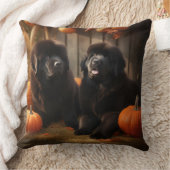 ニューファンドランドパピー秋の喜びカボチャ クッション (ブランケット)