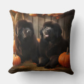 ニューファンドランドパピー秋の喜びカボチャ クッション (正面)