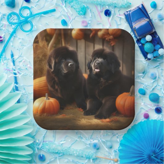 ニューファンドランドパピー秋の喜びカボチャ ペーパープレート (パーティー)