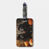 ニューファンドランドパピー秋の喜びカボチャ ラゲッジタグ (裏面縦)