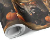 ニューファンドランドパピー秋の喜びカボチャ ラッピングペーパー (ロールコーナー)