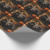 ニューファンドランドパピー秋の喜びカボチャ ラッピングペーパー (角)