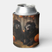 ニューファンドランドパピー秋の喜びカボチャ 缶クーラー (缶正面)