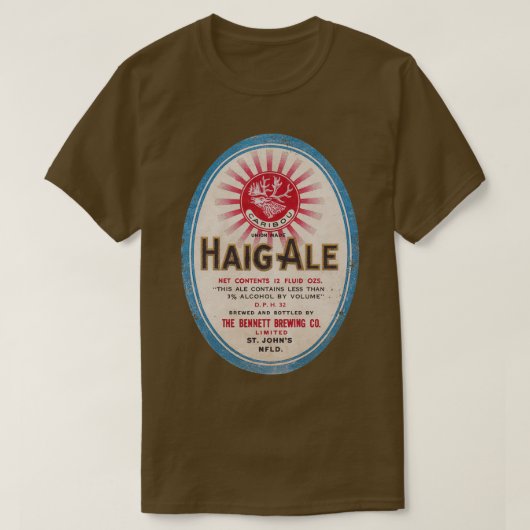 ニューファンドランドビアラベルHaig Ale T Tシャツ (デザイン正面)