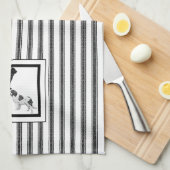 ニューファンドランドブラック&ランドセールオンストライプ キッチンタオル (四つ折り)