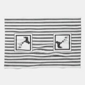 ニューファンドランドブラック&ランドセールオンストライプ キッチンタオル (横)