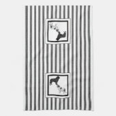 ニューファンドランドブラック&ランドセールオンストライプ キッチンタオル (縦)