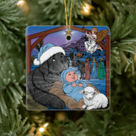 ニューファンドランドベビーイエス セラミックオーナメント